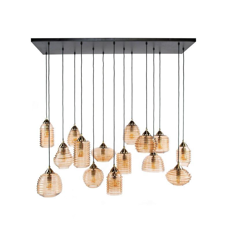 Hanglamp Rib Glass 5+5+5L