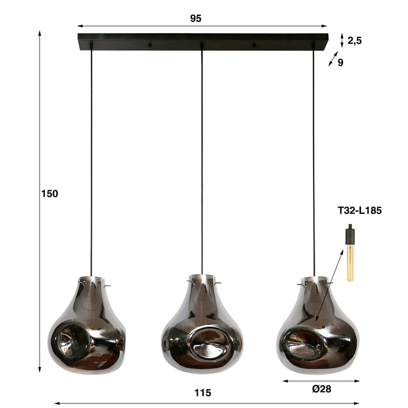 Hanglamp Dent Glass 3L