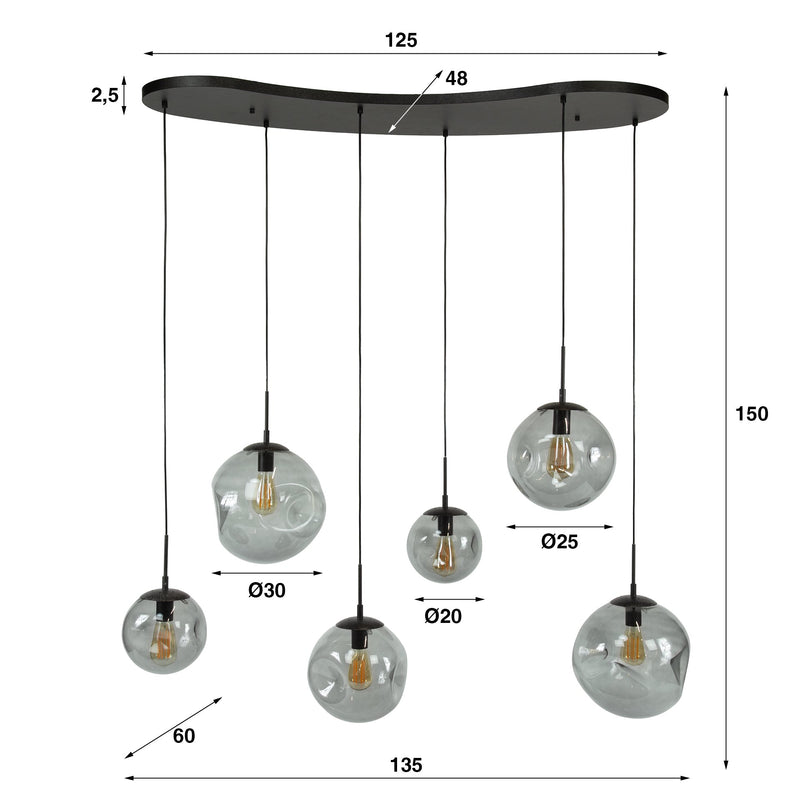 Hanglamp Stellar Black 6L