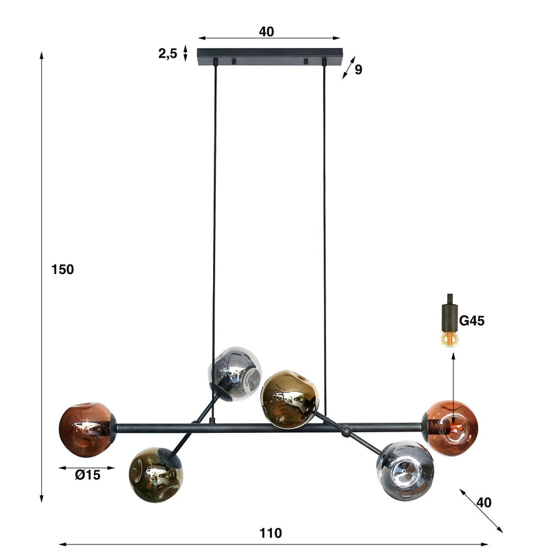Hanglamp Molecule 6L