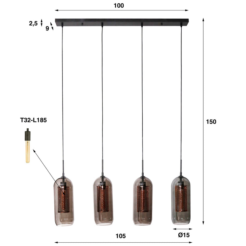 Hanglamp Smoke Mesh 4L