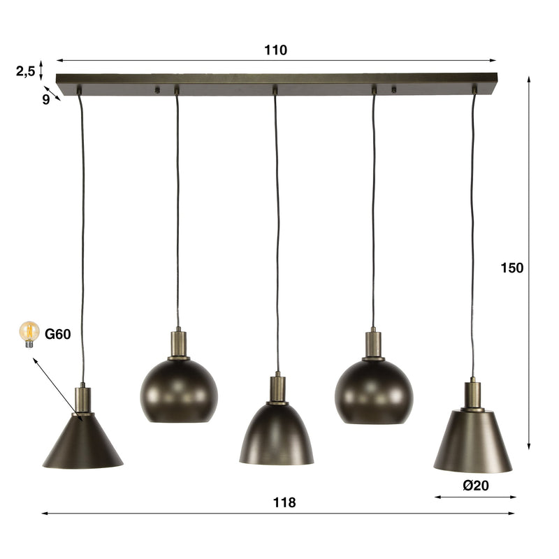 Hanglamp Metallo 5L
