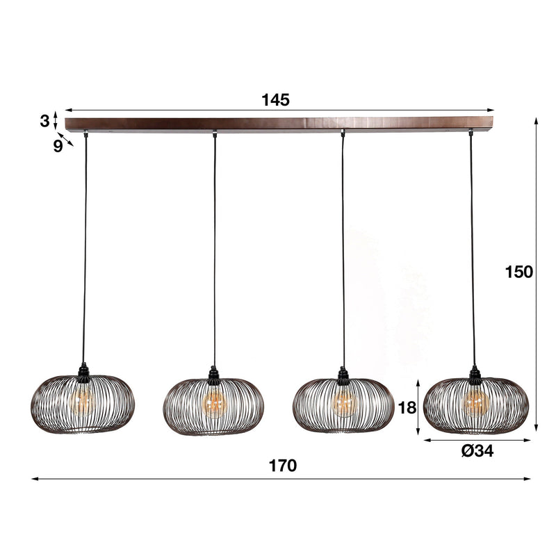 Hanglamp Copper Twist 4L